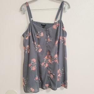 Torrid Gray Floral Button-Front Top